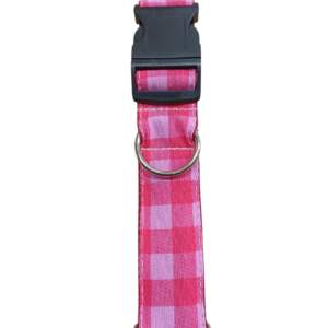 Collar Click Artesanal Cuadro Rosa